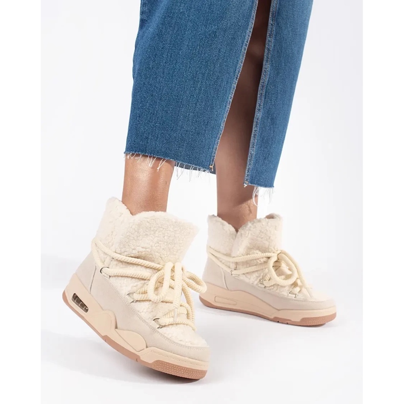 Seastar Boots de neige femme beiges à semelle épaisse 2