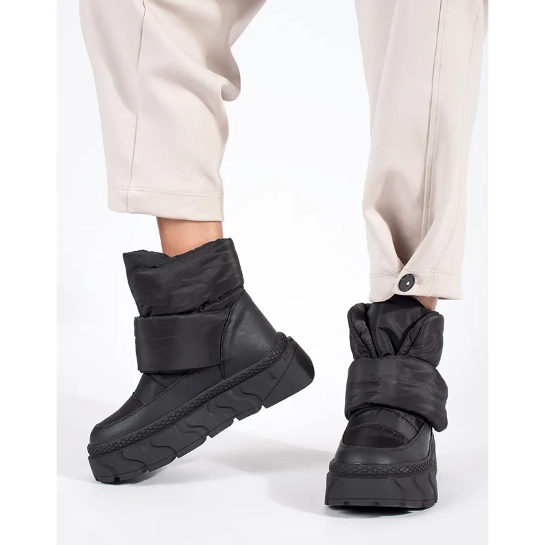 Seastar Bottes de neige isolées noires pour femme à semelle épaisse 1