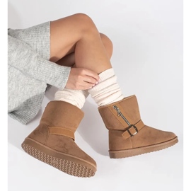 Bottes de neige pour femmes beiges avec boucle décorative et fermeture éclair 2