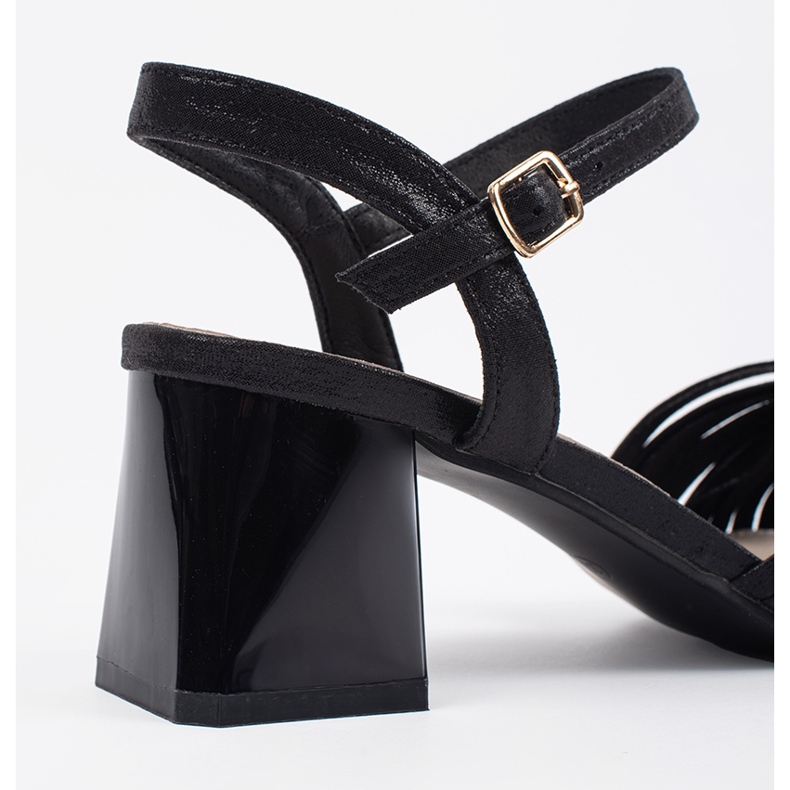 Goodin Sandales élégantes noires sur un poteau bas le noir 1