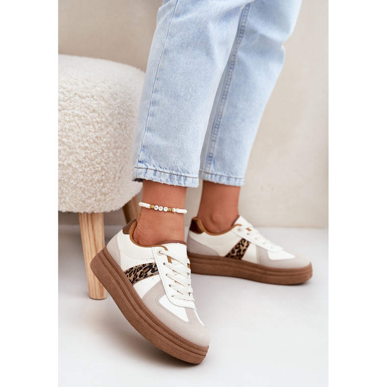 Baskets pour femmes sur la plate-forme Leopard Beige 2