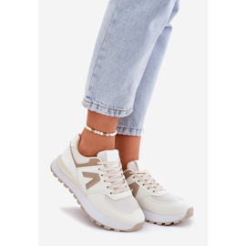 Chaussures de sport pour femmes avec beige en cuir écologique 1