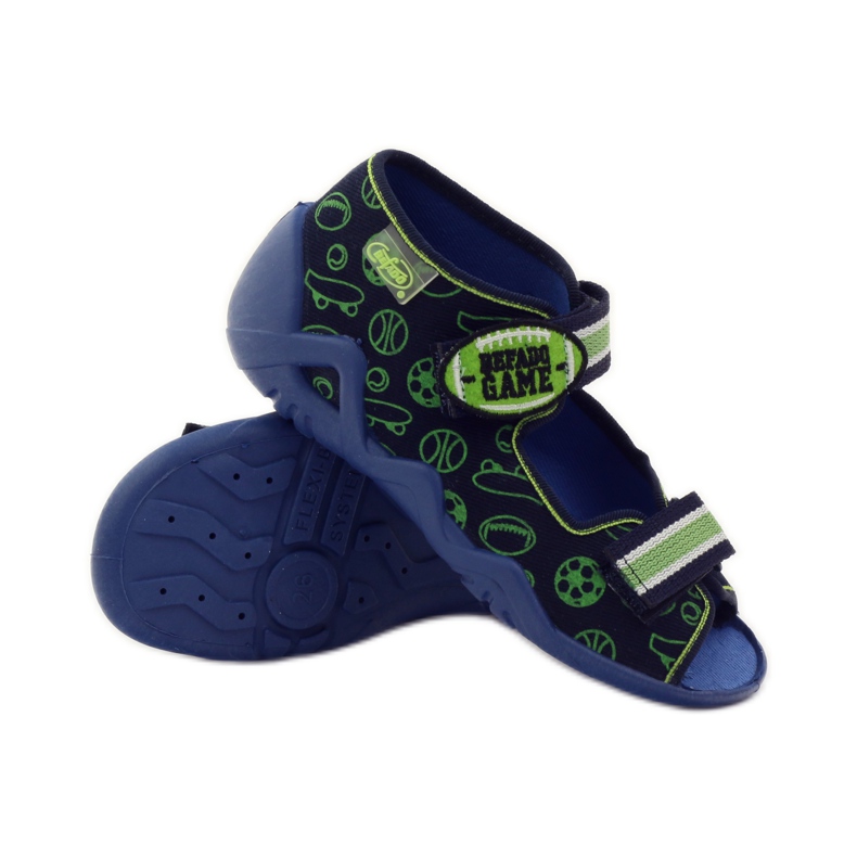 Befado chaussures pour enfants sandales pantoufles 250p070 bleu marine vert 3