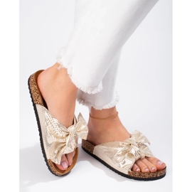 Tongs confortables avec nœud doré 1