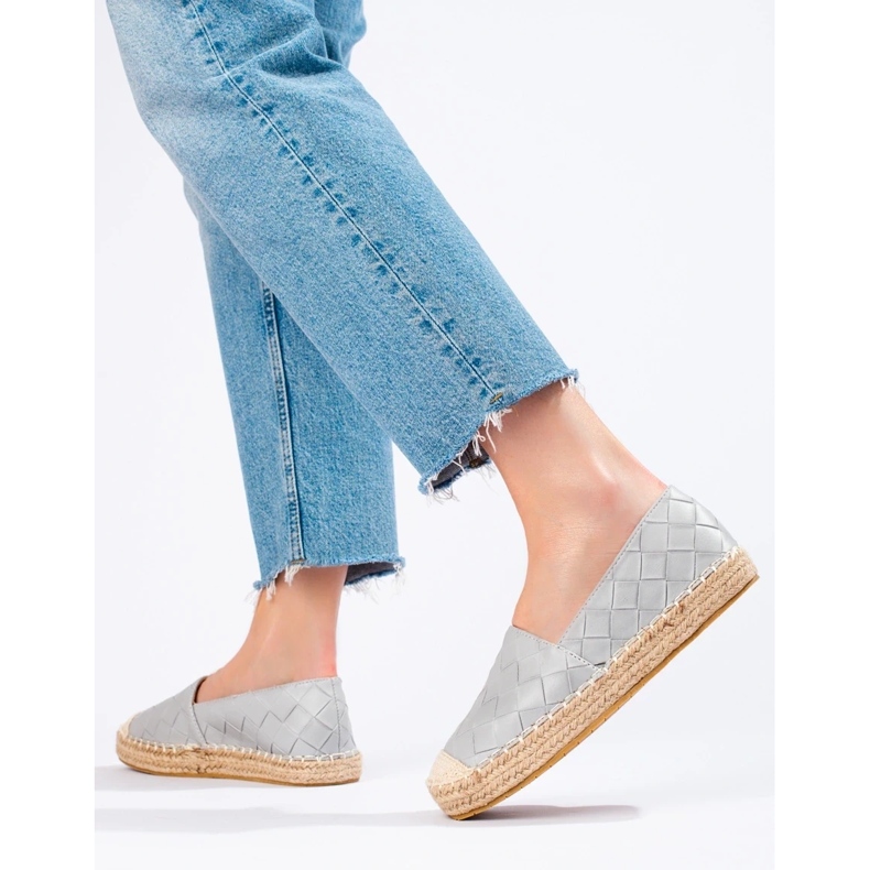SHELOVET Espadrilles matelassées gris 1