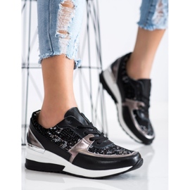 Goodin Baskets en cuir noires à imprimé serpent 1