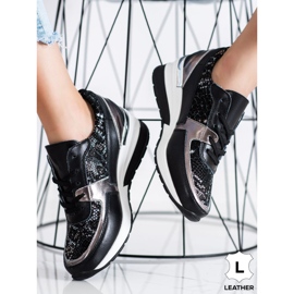 Goodin Baskets en cuir noires à imprimé serpent 2