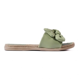 Pantoufles En Cuir Éco Avec Un Noeud vert 1