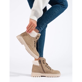 Trappeurs élégants en cuir écologique beige 2