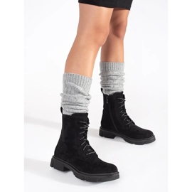 Bottes en daim confortables le noir 5