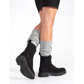 Bottes en daim confortables le noir 1
