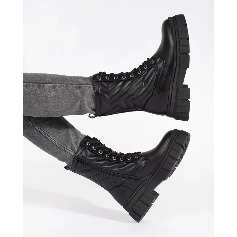 Trappeurs avec motif matelassé le noir 2