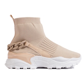 Baskets à la mode avec une chaussette beige 2