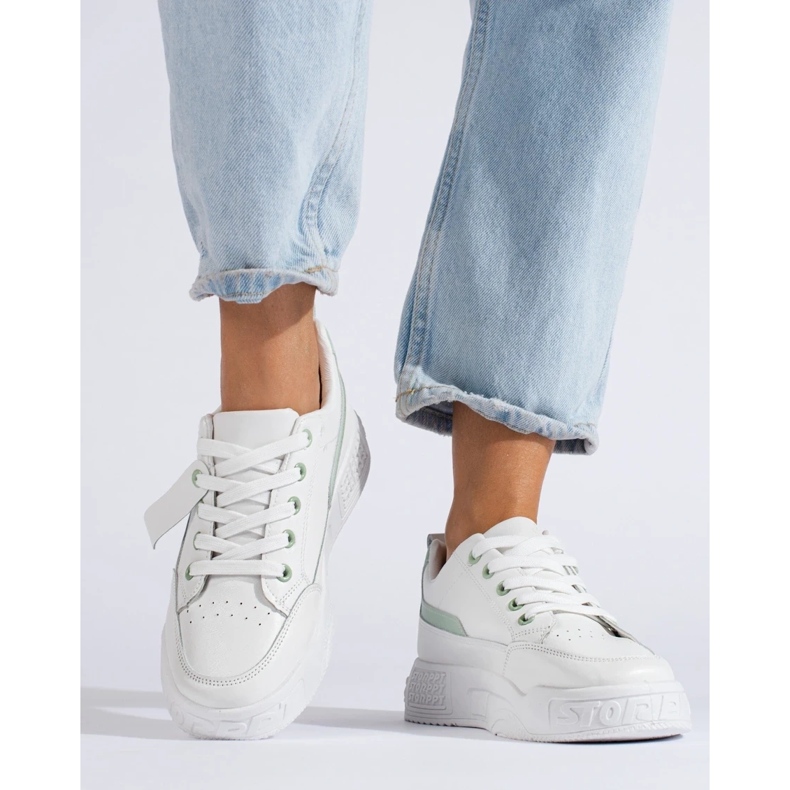 TRENDI Baskets avec mode en cuir écologique blanc 2
