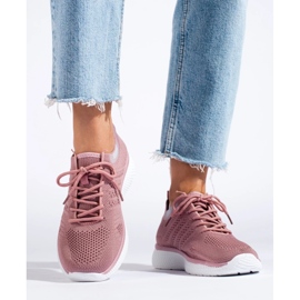 Chaussures de sport à lacets rose 1