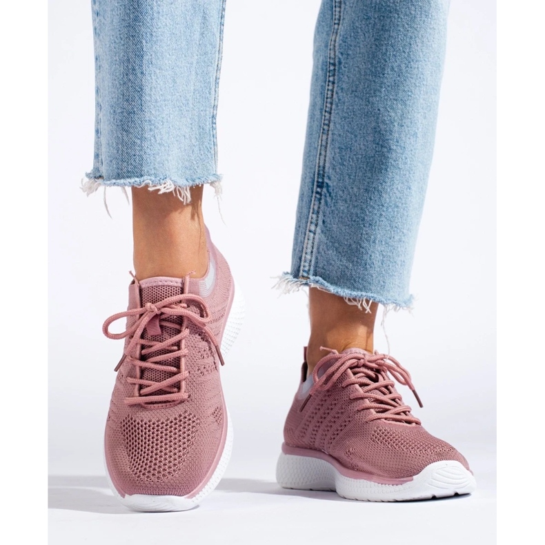 Chaussures de sport à lacets rose 1