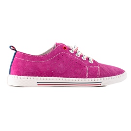 Filippo Baskets en cuir classiques rose 1