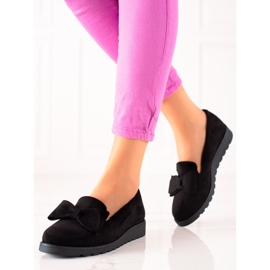 La.Fi Chaussures en daim avec un nœud le noir 1