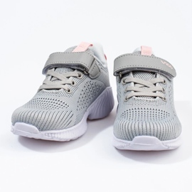 Baskets enfant Vico gris clair ajourées 4