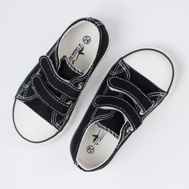 Baskets pour enfants Vico avec fermeture velcro noir et blanc le noir 2