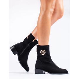 Bottines hautes femme en daim noir le noir 2