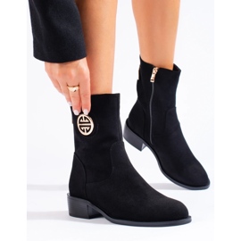 Bottines hautes femme en daim noir le noir 3