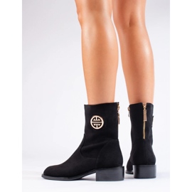 Bottines hautes femme en daim noir le noir 1