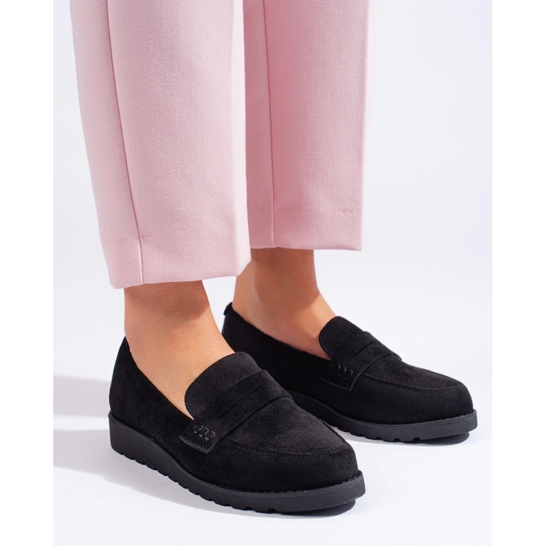 Chaussures classiques en daim noir le noir 2