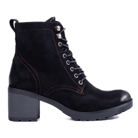 W. Potocki Bottes à lacets pour femmes à talons hauts Potocki en daim écologique le noir 3