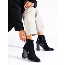 Bottines femme noires en daim le noir 1