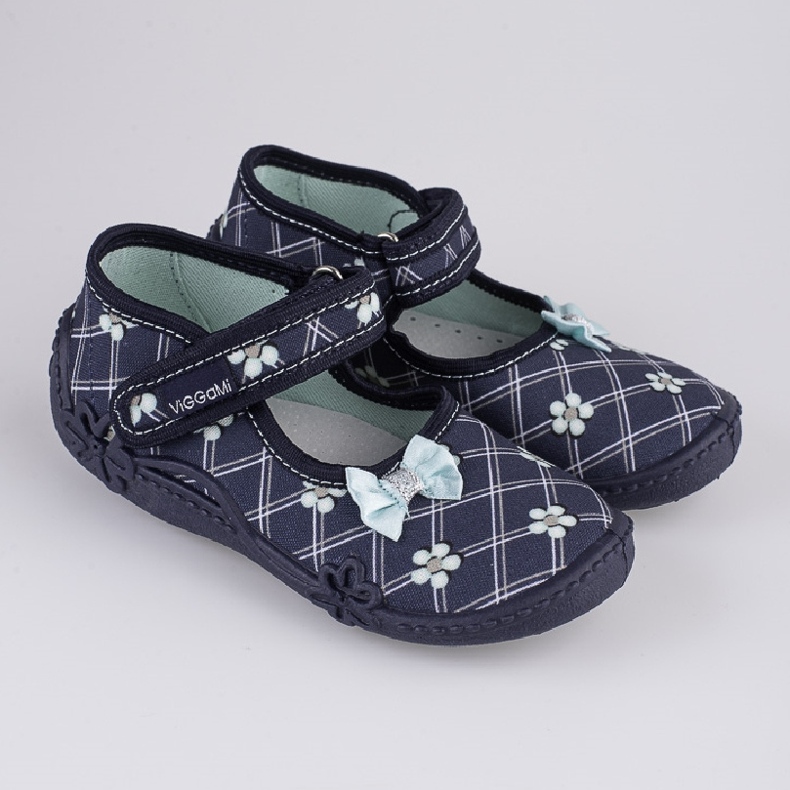 Chaussons fille imprimé Viggami Emma bleu 2 Chaussons fille imprimé Viggami Emma bleu 2