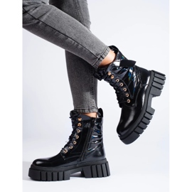 Chaussures de travail noires pour femmes à semelle épaisse le noir 1