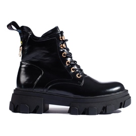 Bottines vernies pour femme à semelle épaisse le noir 2
