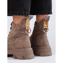 Bottines femme en daim à semelle épaisse beige 3