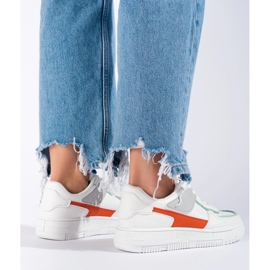 Baskets à lacets pour femmes sur plateforme en éco-cuir, blanc 1