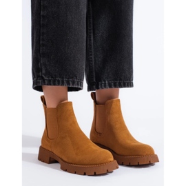 Bottines Chelsea femme en daim marron à talon plat brun 4