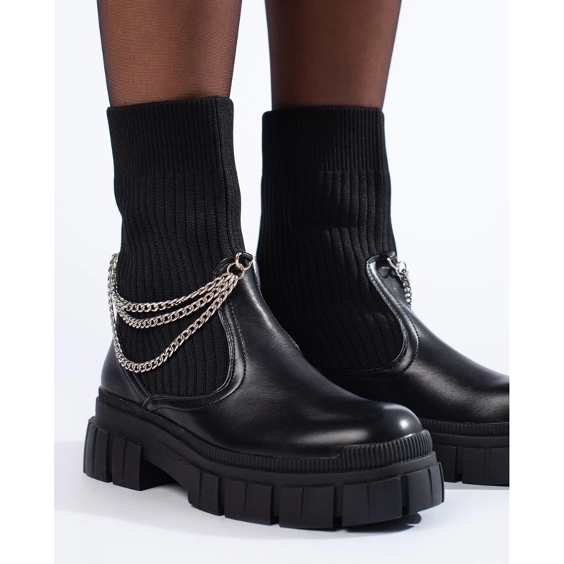 Bottes de travail noires pour femmes avec chaussettes le noir 1