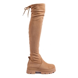 Cuissardes femme sur plateforme beige 1 Cuissardes femme sur plateforme beige 1
