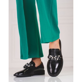 Lords en cuir verni pour femme avec décoration, noir 2