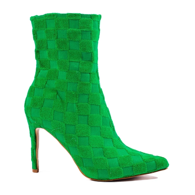 Bottines femme hautes et ajustées à talon aiguille vert 2
