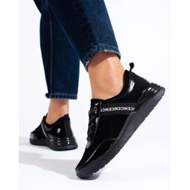 Chaussures de sport noires en cuir naturel le noir 1