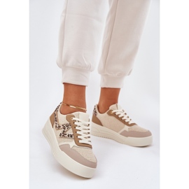 Chaussures de sport pour femmes sur la plateforme Leopard Khaki beige 2