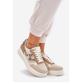 Chaussures de sport pour femmes sur la plateforme Leopard Khaki beige 1