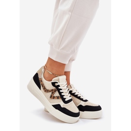 Chaussures de sport pour femmes sur la plate-forme imprimé léopard noir 1