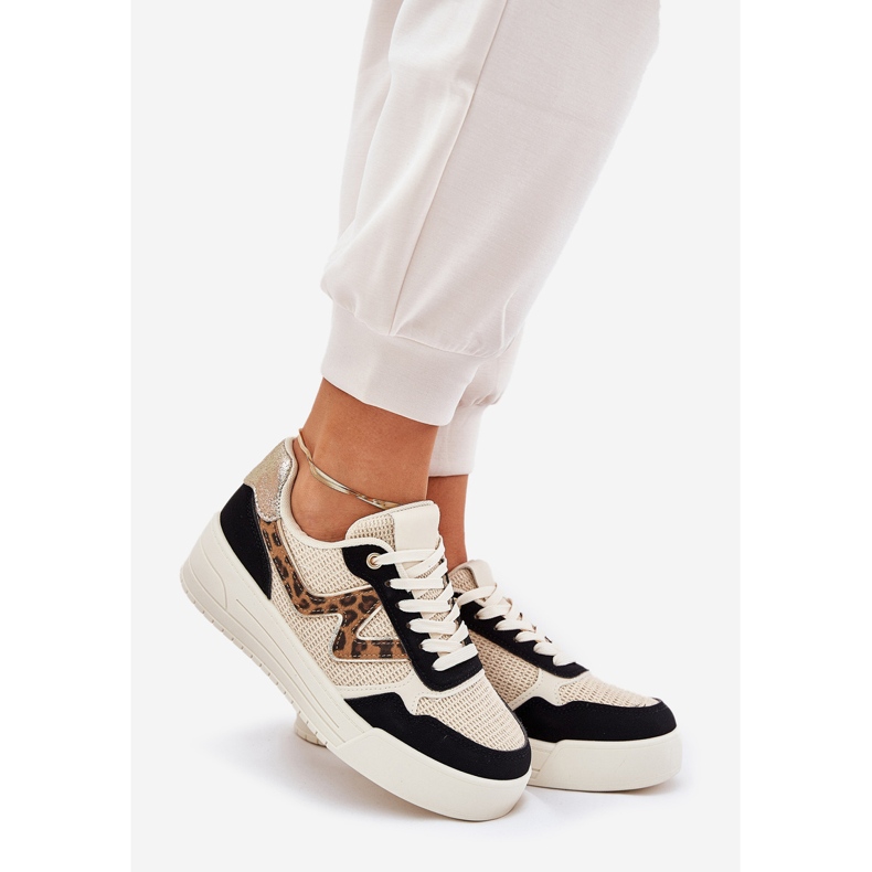 Chaussures de sport pour femmes sur la plate-forme imprimé léopard noir 1