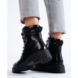 Bottines femme à lacets noires le noir 2