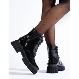 Bottines à lacets pour femme avec tige décorative noir 1