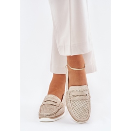 Mocassins féminins avec argent en cuir écologique 2