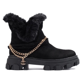 Bottines femme en daim sur plateforme le noir 3