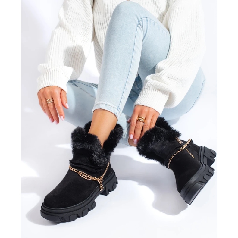 Bottines femme en daim sur plateforme noir 2